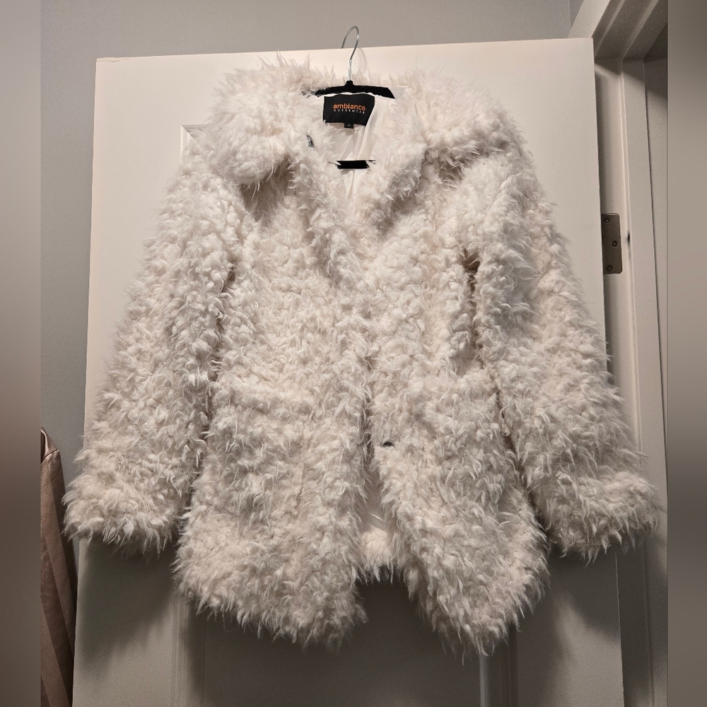 Ambiance Outerwear Faux Fur Coat. Size S.